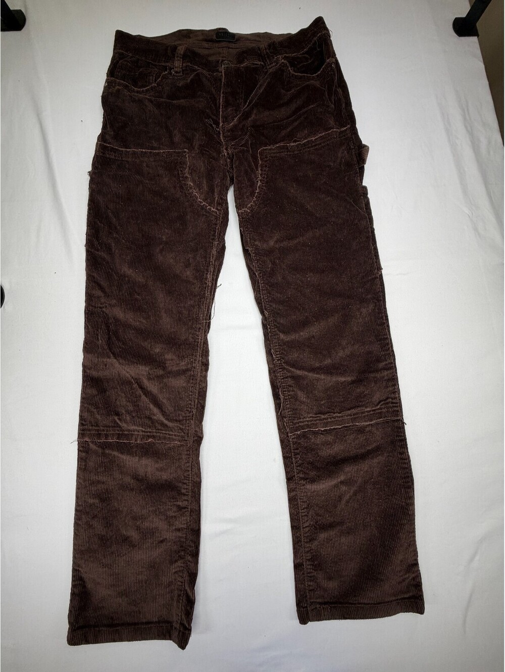 Reason Men's Pants Straight Leg Corduroy Mid Rise Solid Flat Front Size 32 Brown
